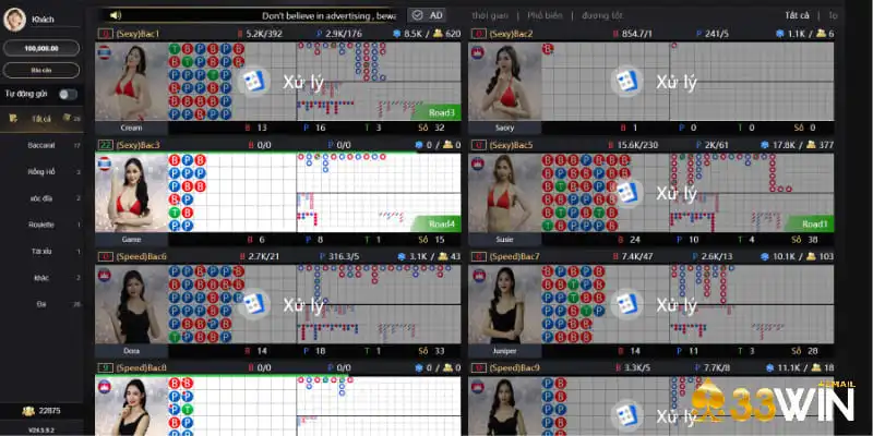 Có rất nhiều game cá cược hấp dẫn tại casino 33Win